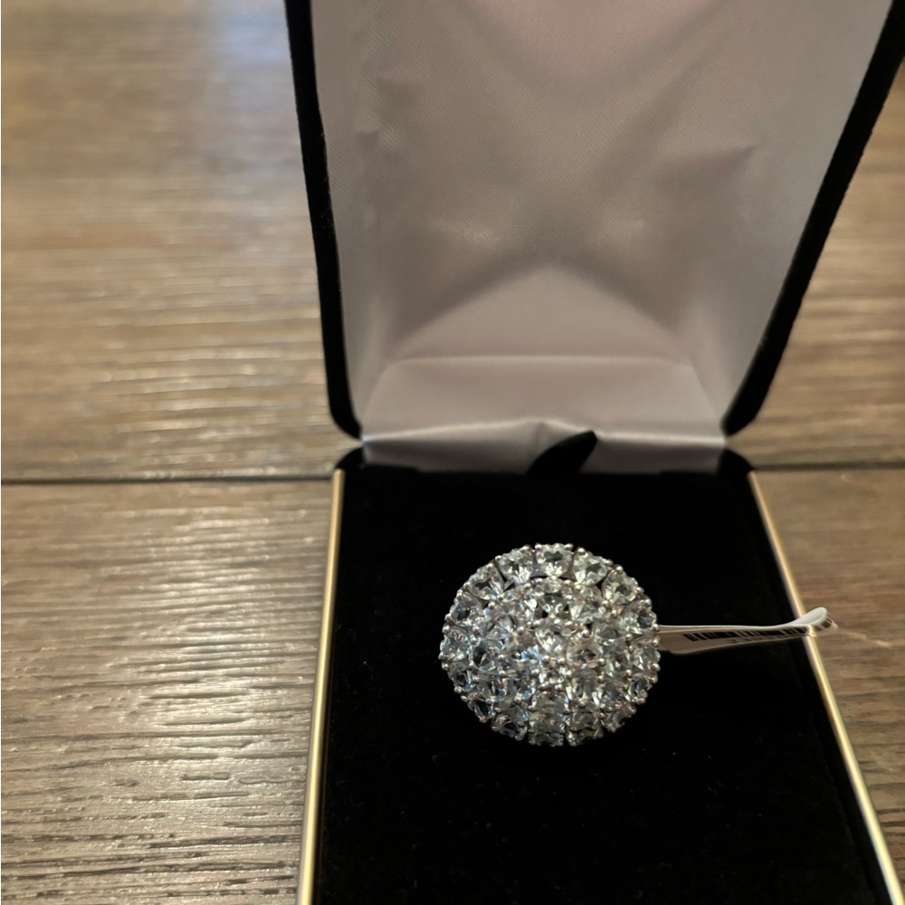 Dazzling Silver Statement Ring With Sparkling Sto… - image 1